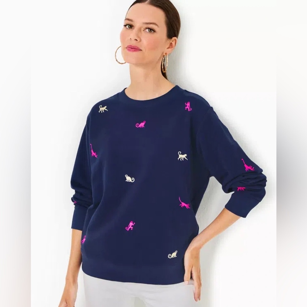 Lilly Pulitzer Navy Monkey Sweater size M
